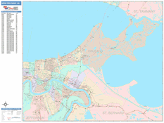 New Orleans Digital Map Color Cast Style